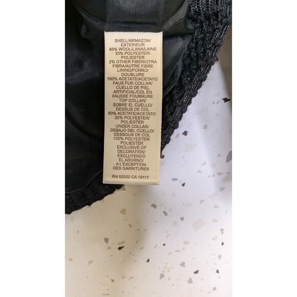 SIGRID OLSEN COLLECTION Black Wool Blazer Faux Fur Collar Size 8 250845 - Picture 7 of 8